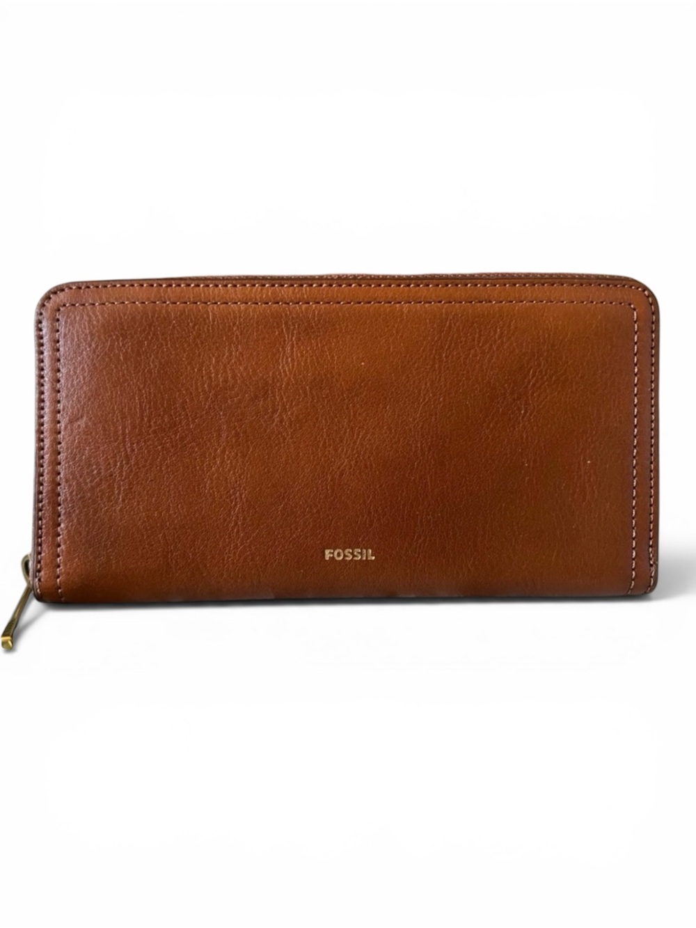 Fossil Logan RFID Zip Clutch Wallet Brown